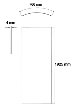 Schema dimensions verre en acrylique compatible solarium Hapro